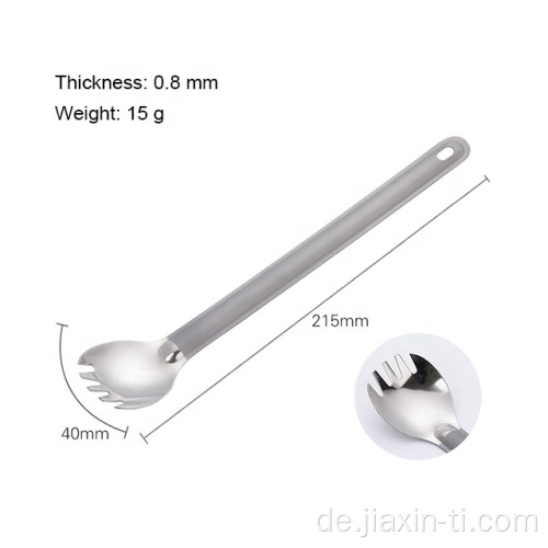 Titanlöffel Spork mit langem Griff für Fast Food